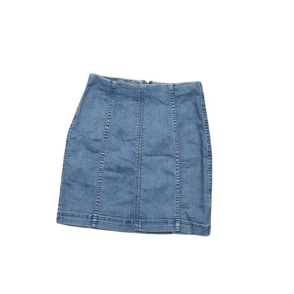 Free People Dresses & Skirts - NEW Free People Blue A-Line Skirt, Size 4 Denim Stretch C Hawaiian B Zip UP